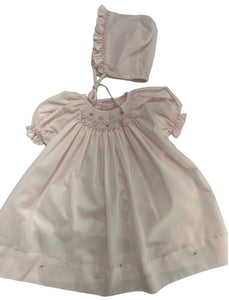 Light Pink Smocked Dress with Multi Color Flowers