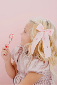 Large Pink Longtail Bow Candy Cane