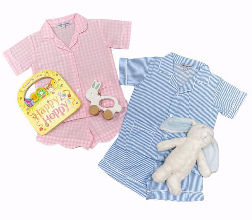 Blue Stripe Short Sleeve Pajama Set