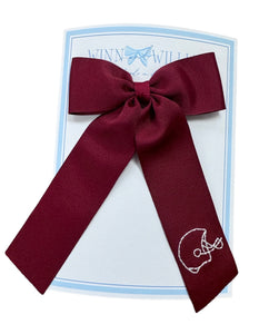 Maroon w/ White Helmet Long-Tail Bow