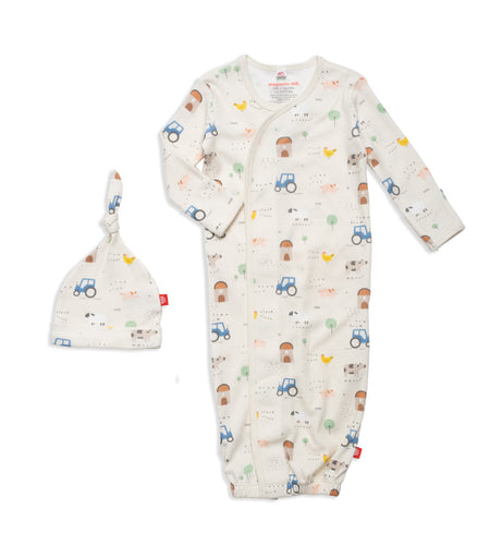 Pasture magnetic cozy sleeper gown + hat set