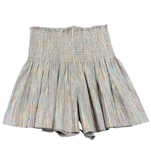 Kids Ivory Rainbow Leather Swing Shorts