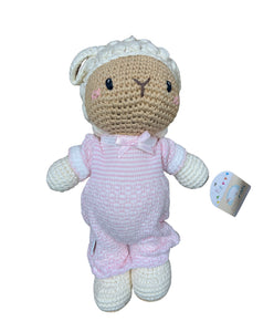 Paty Pals 13″ Medium Size Crocheted Lamb w/ Gown
