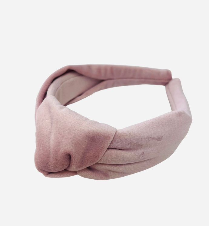 Pink Adult Velvet Knotted Headband