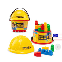 TONKA TOUGH BUILDERS HARD HAT & LARGE SIZE BUILDING BLOCK AND BUCKET PLAYSET