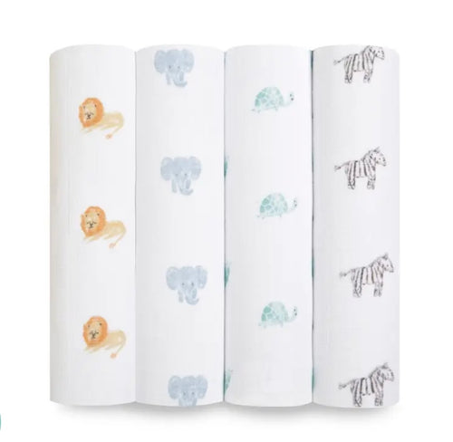 animal kingdom ORGANIC COTTON SWADDLES 4 PACK