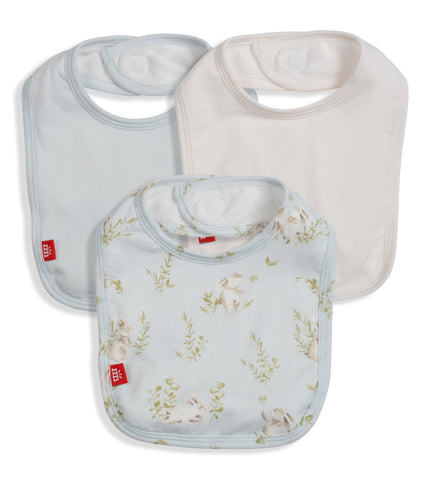 blue hoppily ever after modal magnetic stay dry infant bib 3-pack