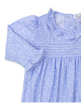 Light Blue Fall Flower Patch Smocked Playsuit