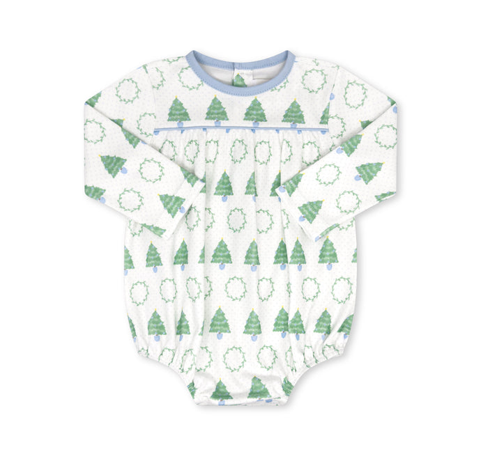 Mother May I Bubble Long Sleeve -Oh Christmas Tree, Bluffton Blue