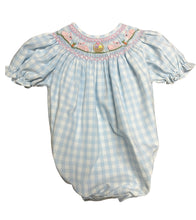 Blue Gingham Smocked Bunny Bubble
