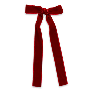 Large Velvet Long Tail Bow, Red