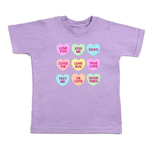Candy Hearts Valentine's Day Short Sleeve T-Shirt - Lavender