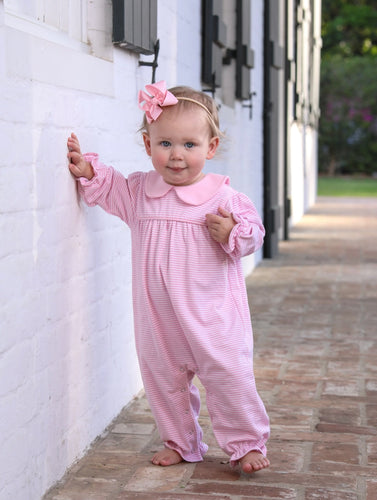 Abigail Romper- Light Pink Stripe