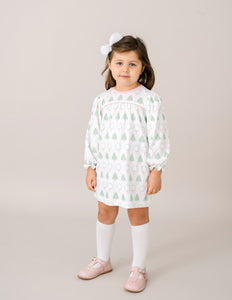 Mother May I Dress Long Sleeve - Oh Christmas Tree, Pensacola Pink