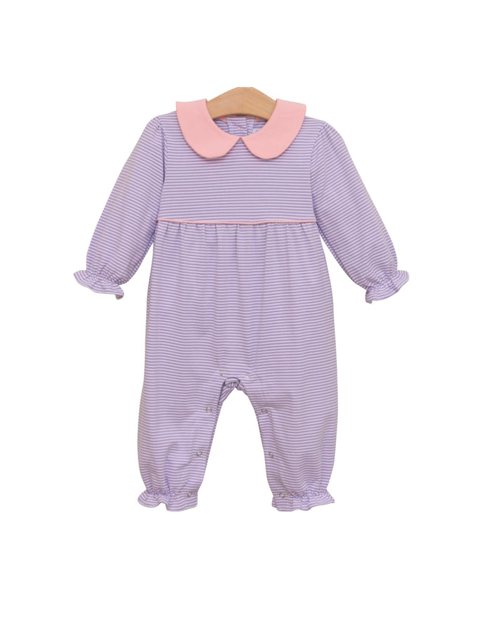 Katherine Romper- Lavender Stripe/Light Pink