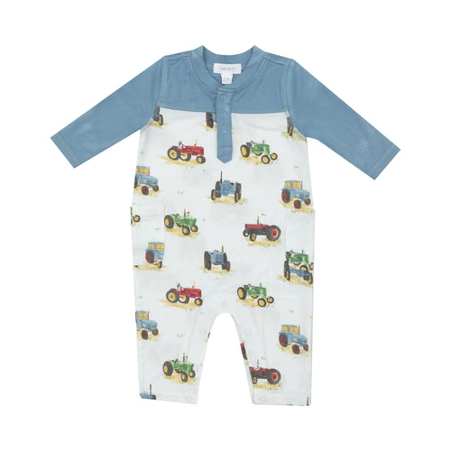 Vintage Tractors - Romper W/ Contrast Sleeve