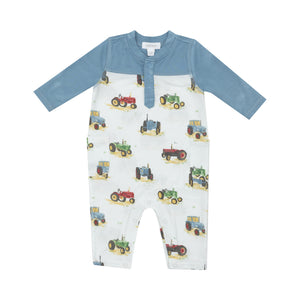 Vintage Tractors - Romper W/ Contrast Sleeve