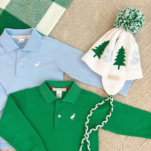 Long Sleeve Prim & Proper Polo Kiawah Kelly Green with Worth Avenue White Stork