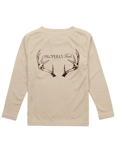 Boys Performance Tee LS Vintage Antler Sand