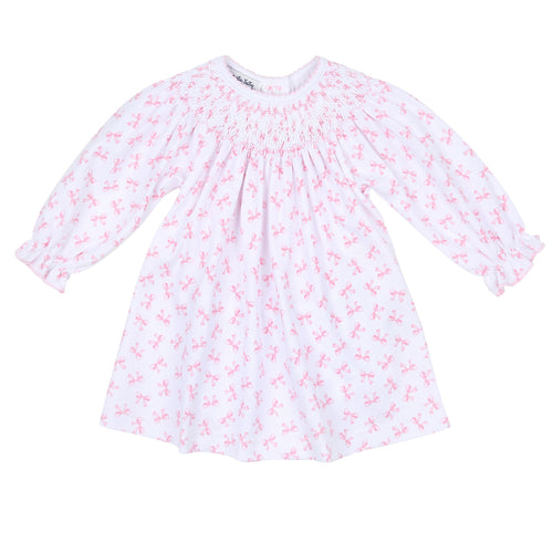 Pink Baby Bows Bishop Printed L/S Dress Set