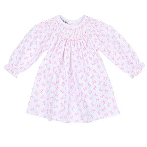 Pink Baby Bows Bishop Printed L/S Dress Set