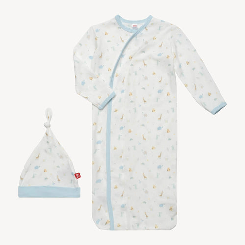 blue little bitty pretty one modal magnetic cozy sleeper gown + hat set