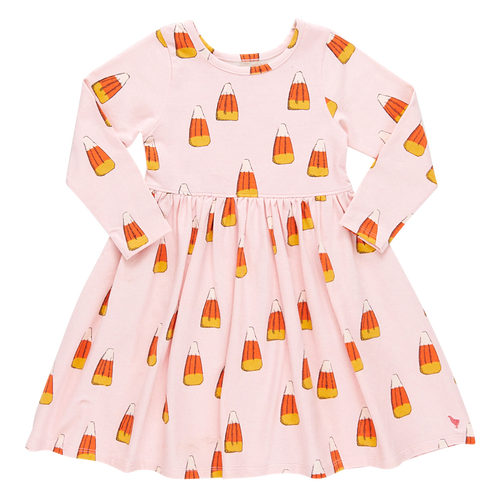 Girls Organic Steph Dress, Candy Corn