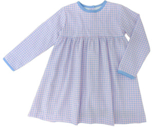 Greta Little Girl Dress, Pink and Blue Check