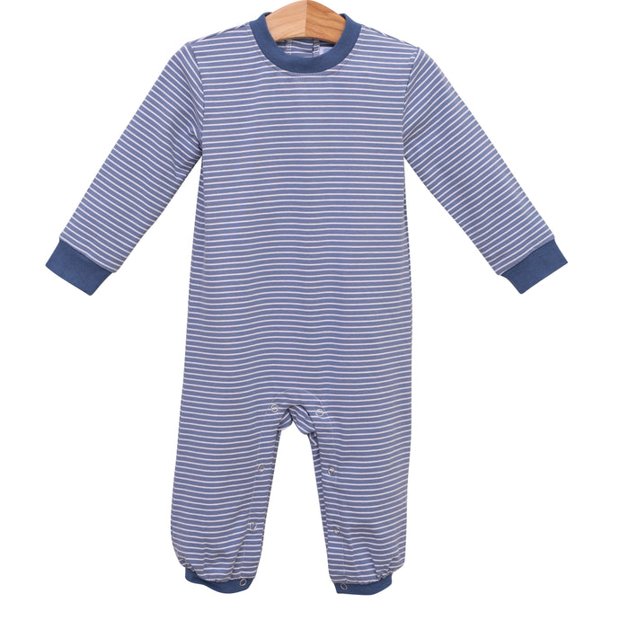 Miller Romper- Slate Blue Stripe