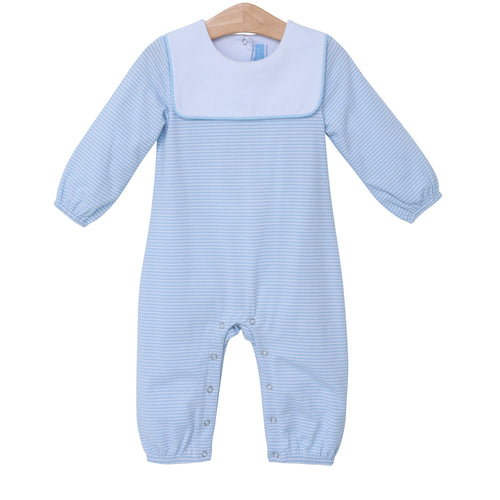 Lucas Romper- Light Blue Stripe