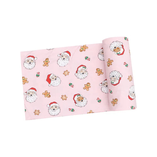 Swaddle Blanket - Vintage Santas Pink