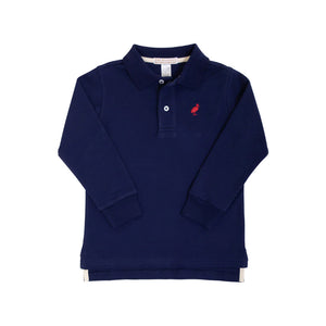 Long Sleeve Prim & Proper Polo Nantucket Navy with Richmond Red Stork