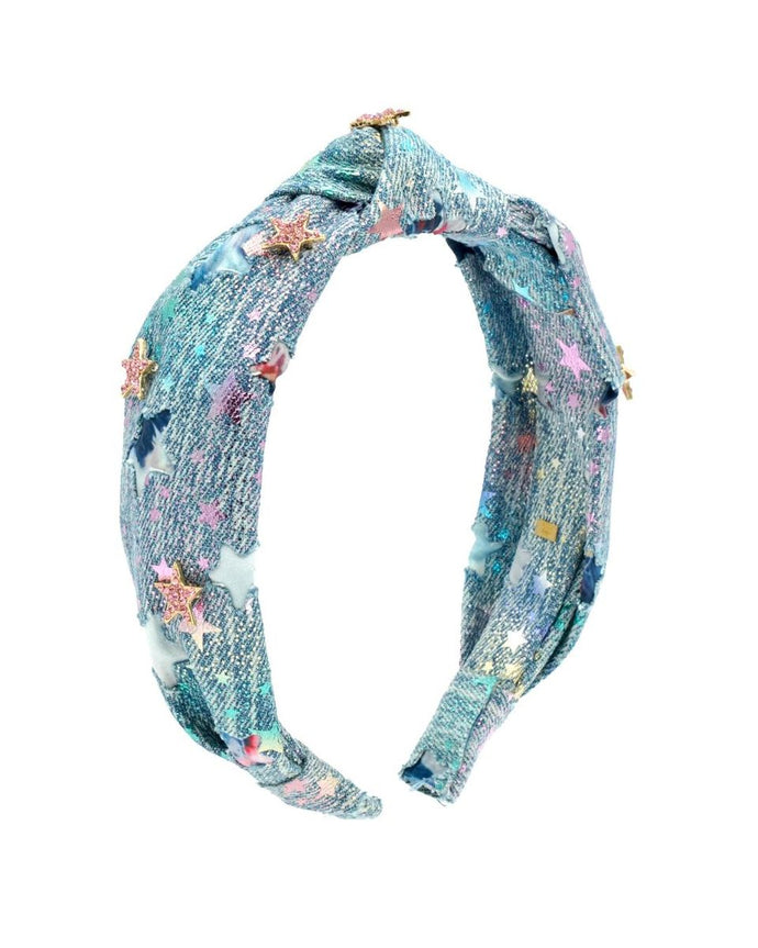 3D Crystal Stars on Denim Headband