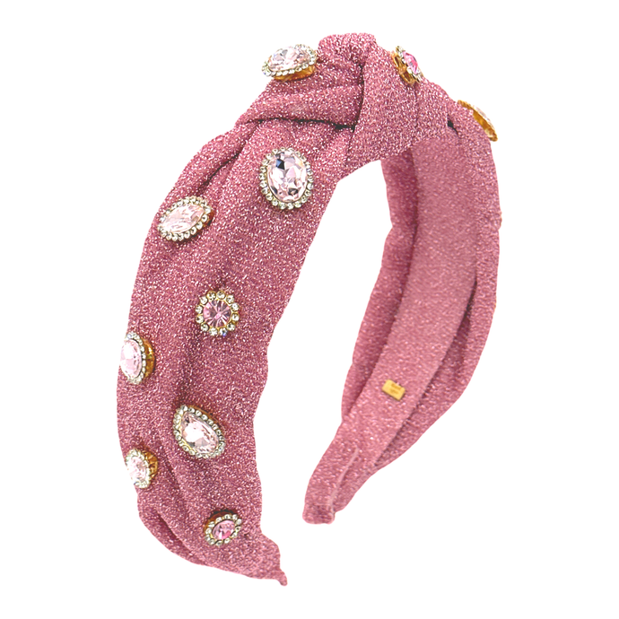 Pink Glitter Knot Jeweled Headband