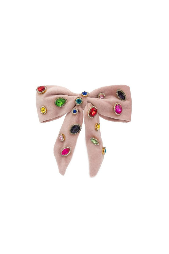 velvet jeweled tail bow on alligator clip