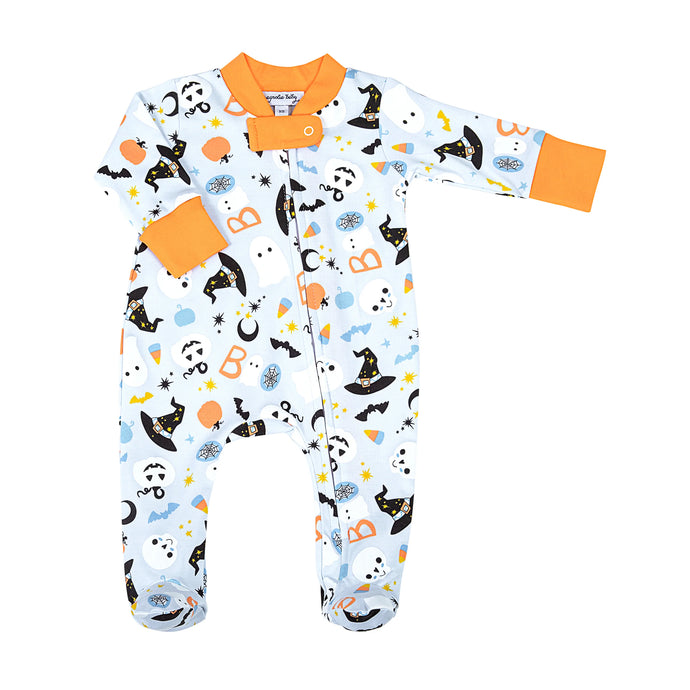 A Little Bit Batty Printed Zipper Pajama, Blue