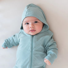 Bamboo Jersey Hooded Zippered Romper in Glacier