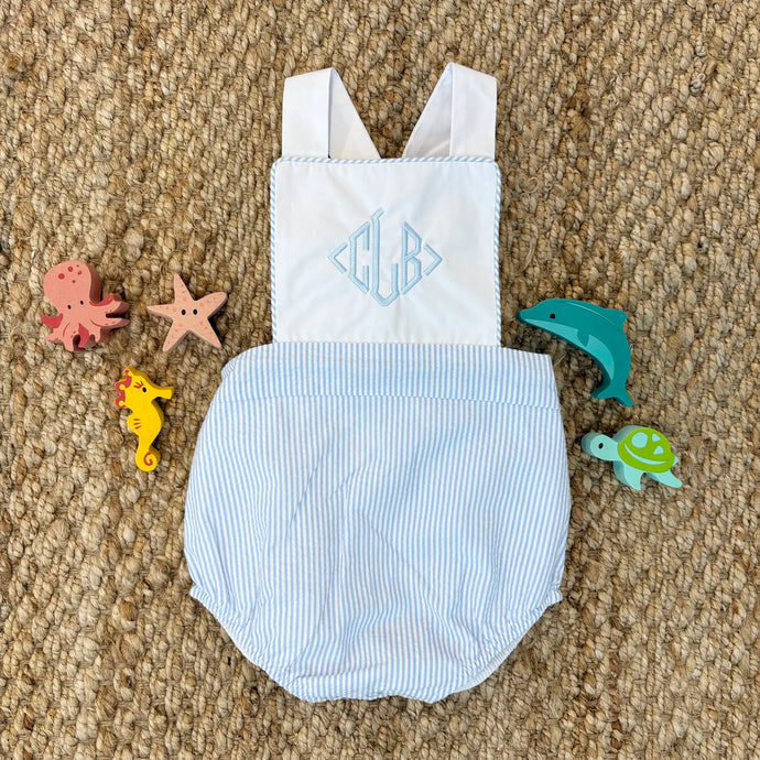 Sayre Sunsuit, Buckhead Blue Seersucker