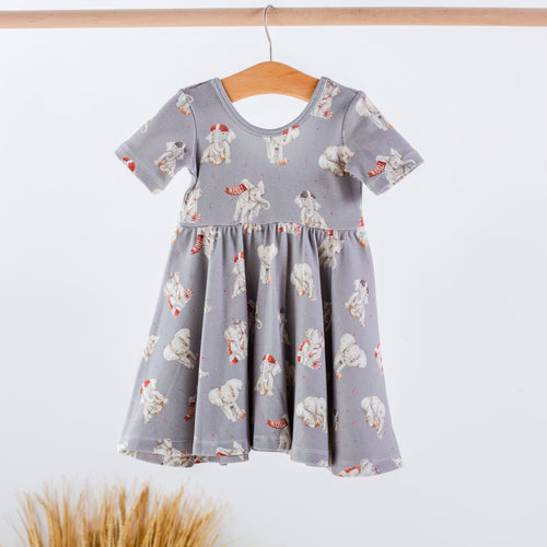 Alabama Elephants Cotton Twirl Dress