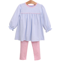 Ellie Pants Set- Light Blue Stripe/Light Pink