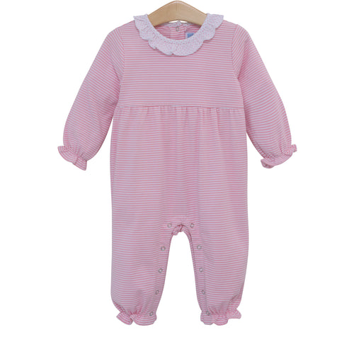 Georgia Romper- Light Pink Stripe