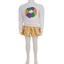 Sequin King Cake on white Holly Sweatshirt Mardi Gras