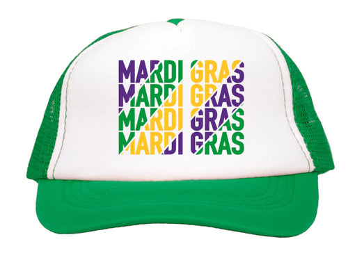 Mardi Gras Repeating Youth Green Trucker Cap