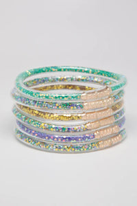 Mardi Gras Confetti Bangles Waterproof for Girls - Jewelry