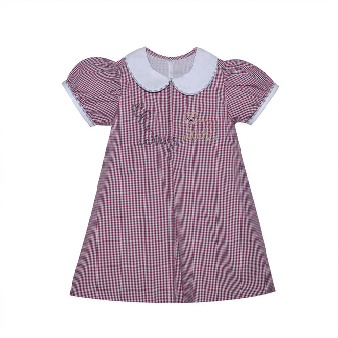 Maroon Gingham Bulldog Dress