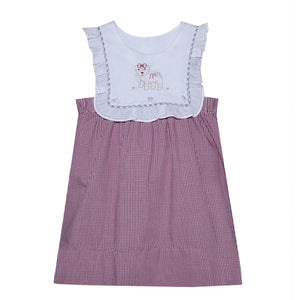 Maroon Gingham Sleeveless Bulldog Dress