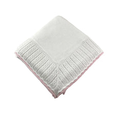 Cotton Jersey Baby Blanket with Knitted Color-Tipped Pointelle Border - 45"x45"