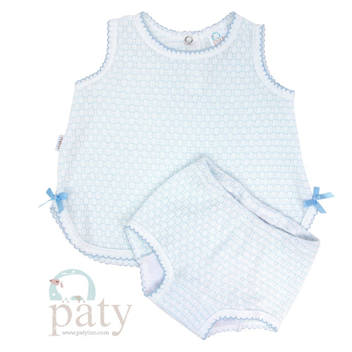 Blue Sleeveless Top with Diaper Cover #236