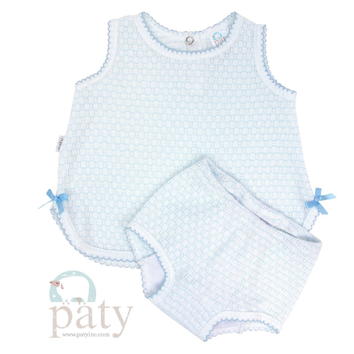 Blue Sleeveless Top with Diaper Cover #236