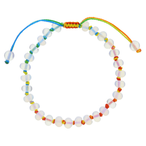 Kids Multi Rainbow Knotted Thread and Opalite Beaded Bracelet